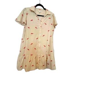 🦞NWT Embroidered Lobster Dress with pockets  - Lobster button up Dress🦞 Large
